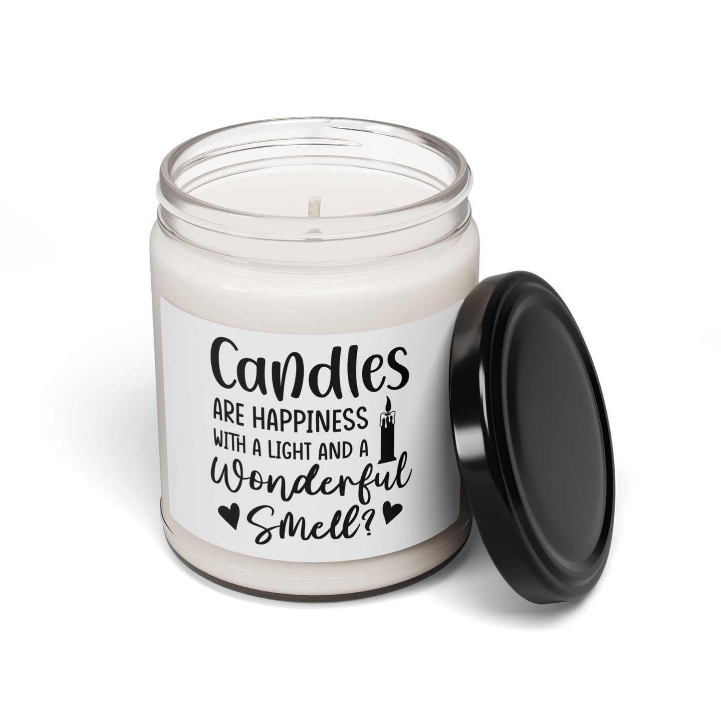 Scented Soy Candle - "Candles Are Happiness" - 9oz in White Jar
