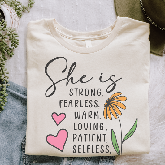 Mom Quote T-Shirt - Strong, Fearless & Loving Design