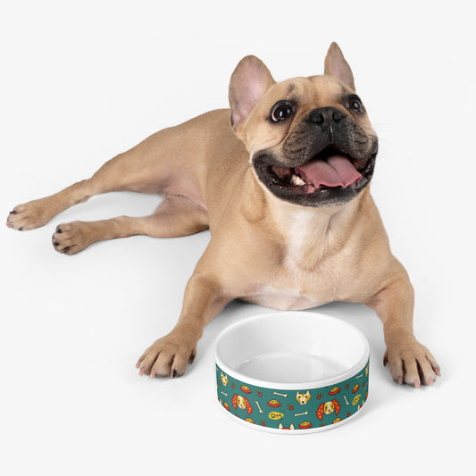 Funny Dog-Themed Pet Bowl with Bones and Treats Design