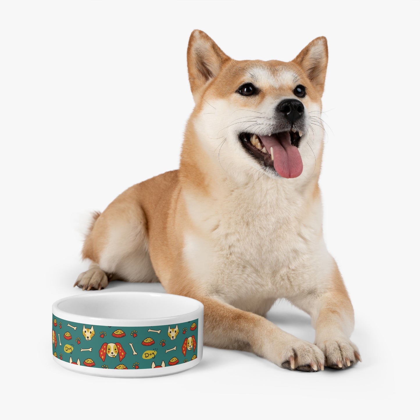Funny Dog-Themed Pet Bowl with Bones and Treats Design