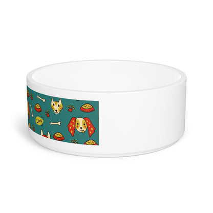 Funny Dog-Themed Pet Bowl with Bones and Treats Design