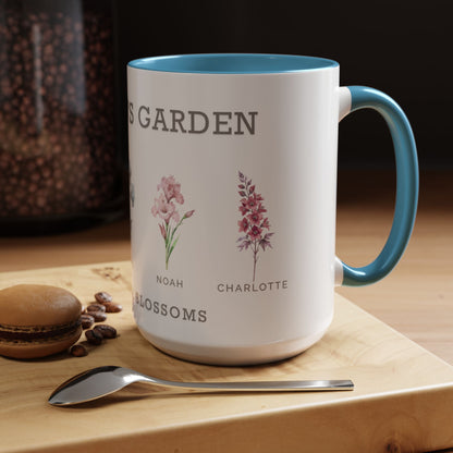 Personalized Grandma's Garden Coffee Mug - Custom Floral Ceramic Mug