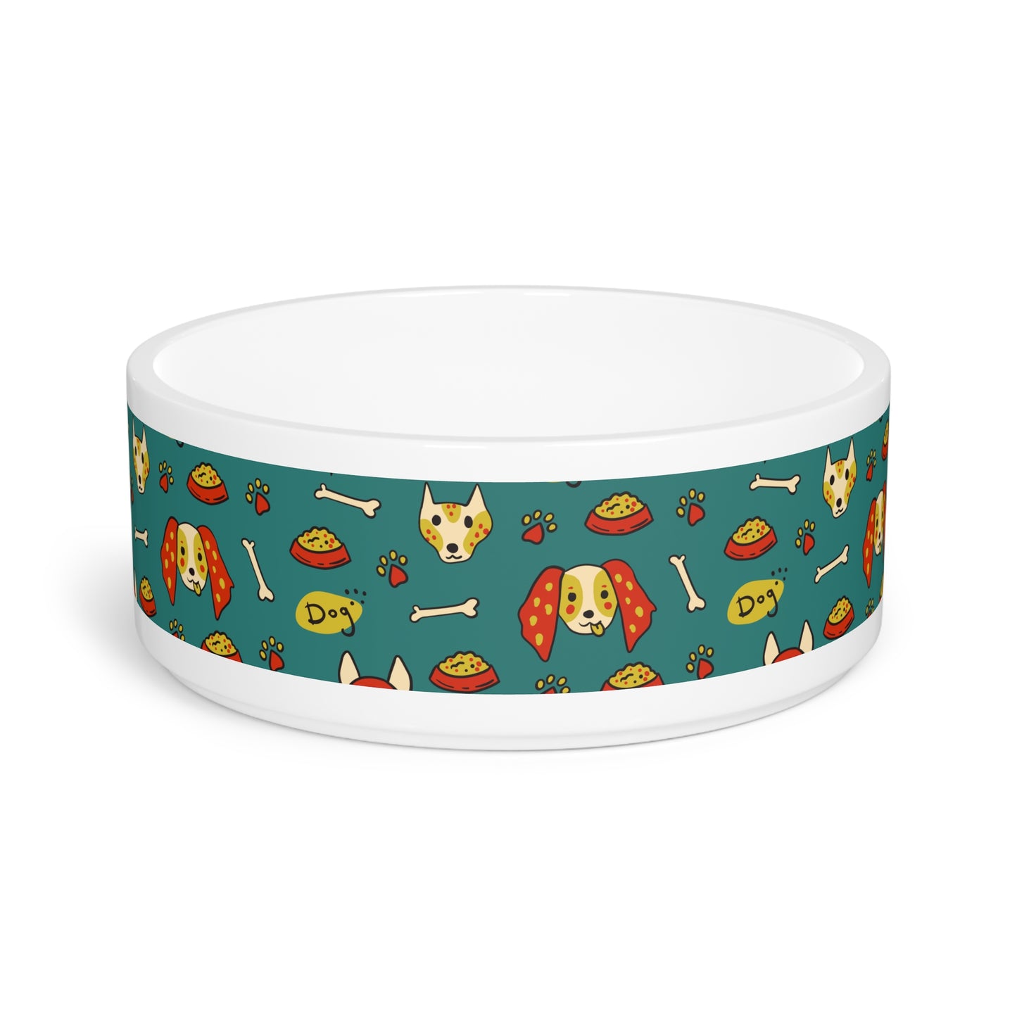 Funny Dog-Themed Pet Bowl with Bones and Treats Design