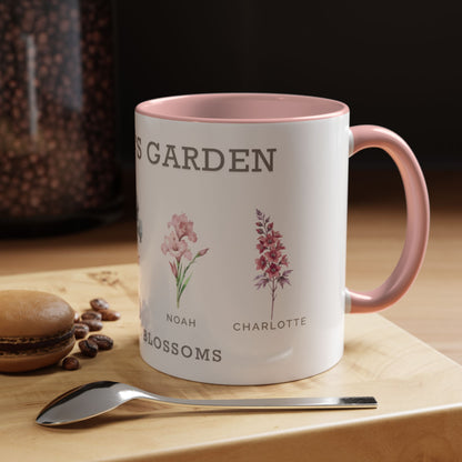 Personalized Grandma's Garden Coffee Mug - Custom Floral Ceramic Mug