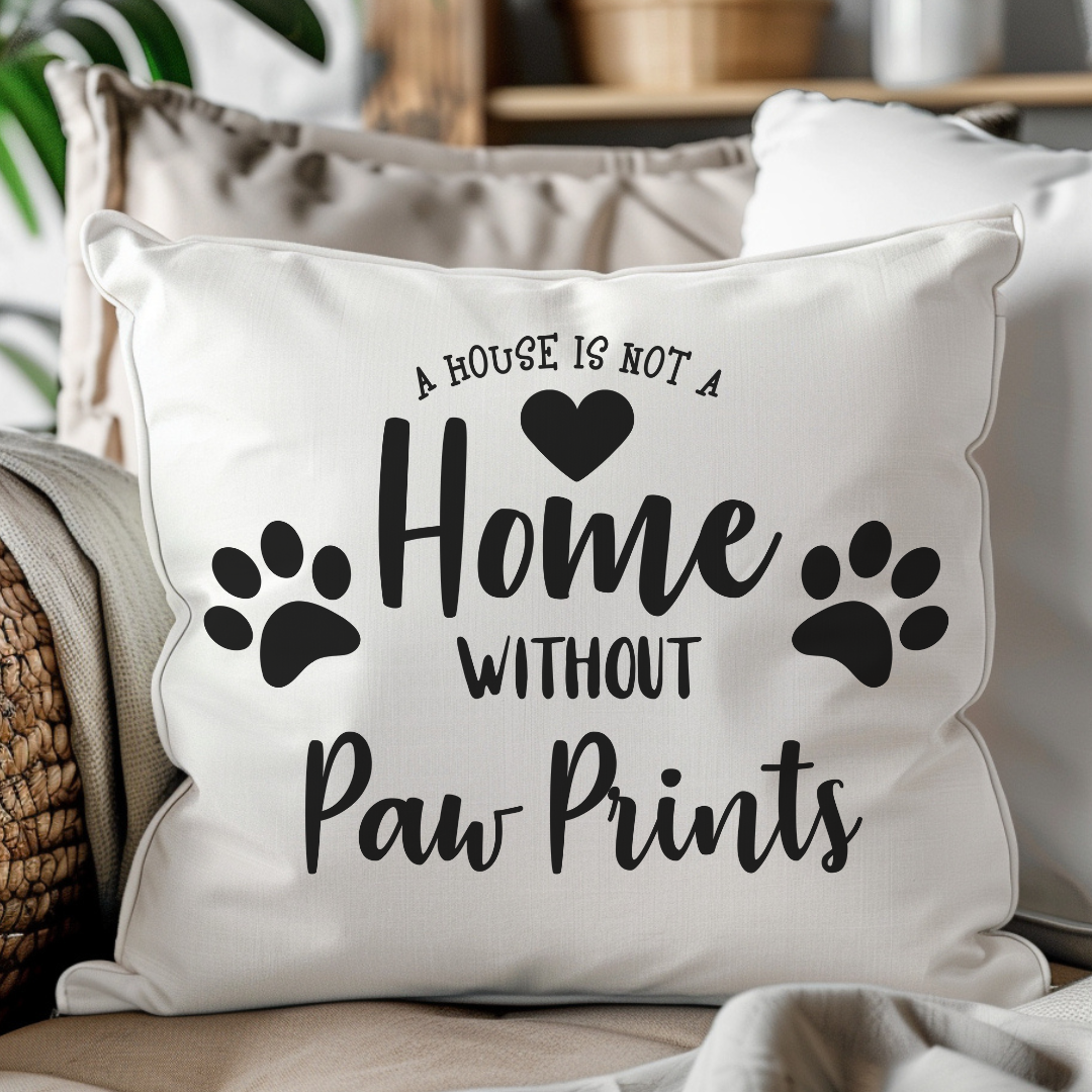 Home Without Paw Prints Square Pillow - Cozy Pet Lovers Decor