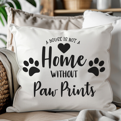 Home Without Paw Prints Square Pillow - Cozy Pet Lovers Decor