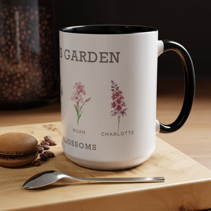 Personalized Grandma's Garden Coffee Mug - Custom Floral Ceramic Mug
