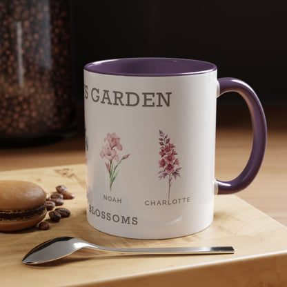 Personalized Grandma's Garden Coffee Mug - Custom Floral Ceramic Mug